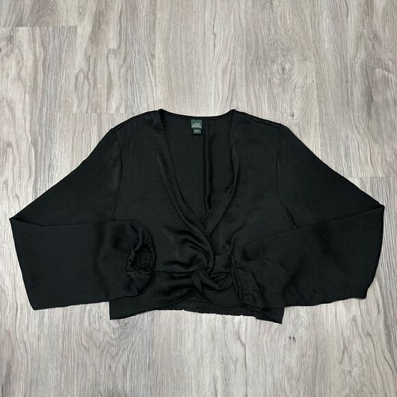 Wild Fable Satin Cropped Long Sleeve Top - Picture 2 of 4